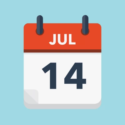 Calendar icon showing 14th July